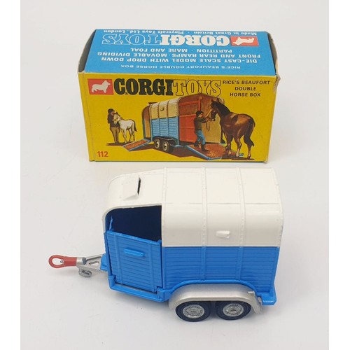 299 - A vintage boxed Corgi Rice's Beaufort Double Horse Box, A/F, 112. UK shipping £14. We combine shippi... 