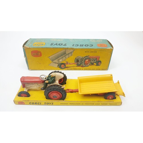 305 - A vintage boxed Corgi Massey-Ferguson 65 Tractor and Tipper Trailer, Gift Set No 29. UK shipping £14... 