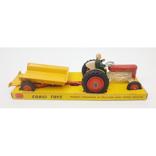 305 - A vintage boxed Corgi Massey-Ferguson 65 Tractor and Tipper Trailer, Gift Set No 29. UK shipping £14... 