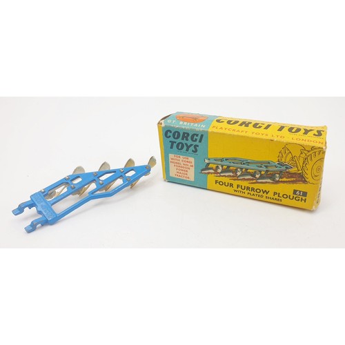 316 - A vintage boxed Corgi Four Furrow Plough with Plated Shares, 61. UK shipping £14. We combine shippin... 