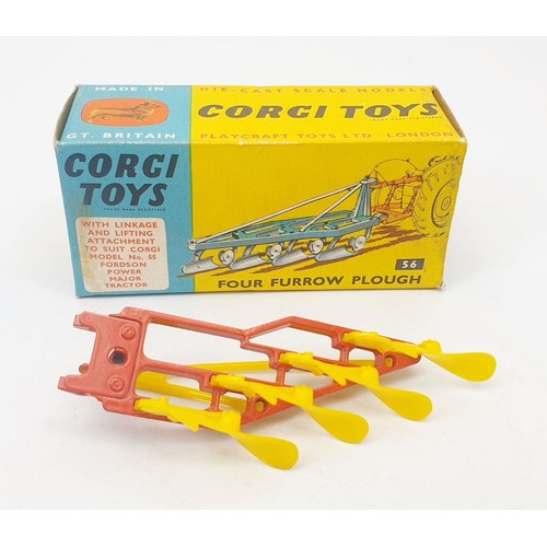 318 - A vintage boxed Corgi Four Furrow Plough, 56. UK shipping £14. We combine shipping.