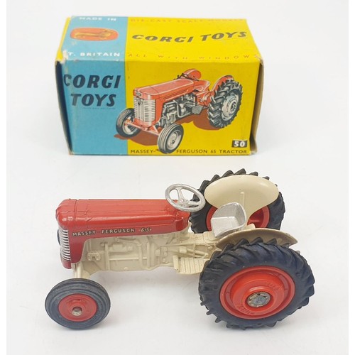 320 - A vintage boxed Corgi Massey-Ferguson 65 Tractor, 50. UK shipping £14. We combine shipping.