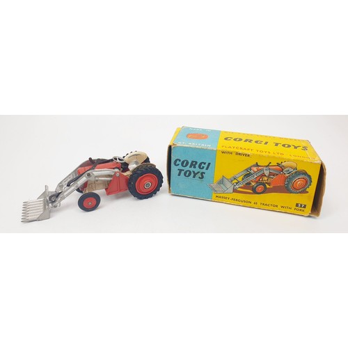 325 - A vintage boxed Corgi Massey-Ferguson 65 Tractor with Fork, 57. UK shipping £14. We combine shipping... 