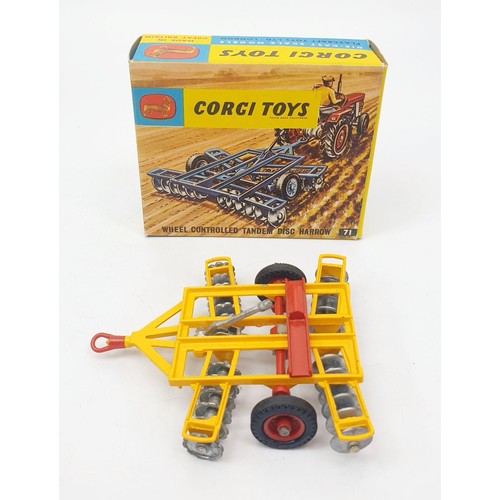 331 - A vintage boxed Corgi Wheel Controlled Tandem Disc Harrow, 71. UK shipping £14. We combine shipping.