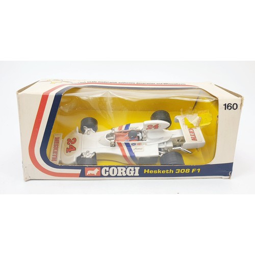 333 - A vintage boxed Corgi Hesketh 308 Formula 1 Racing Car, 160. UK shipping £14. We combine shipping.