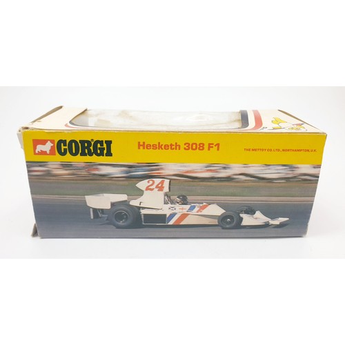 333 - A vintage boxed Corgi Hesketh 308 Formula 1 Racing Car, 160. UK shipping £14. We combine shipping.