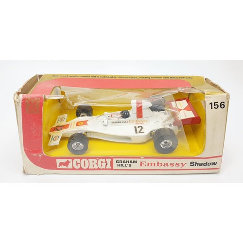 336 - A vintage boxed Corgi Graham Hill's Embassy Shadow, 156. UK shipping £14. We combine shipping.