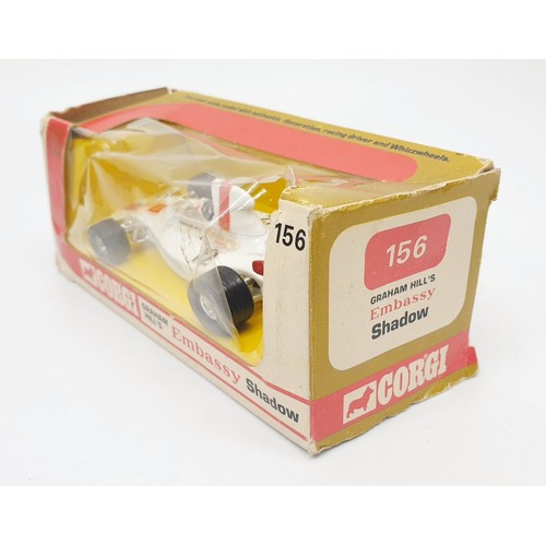 336 - A vintage boxed Corgi Graham Hill's Embassy Shadow, 156. UK shipping £14. We combine shipping.