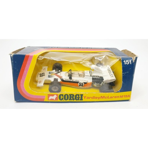 337 - A vintage boxed Corgi Yardley McLaren M19A Formula 1 Car, 151. UK shipping £14. We combine shipping.