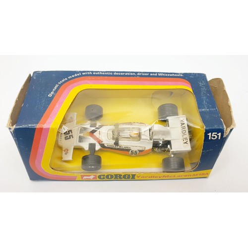 337 - A vintage boxed Corgi Yardley McLaren M19A Formula 1 Car, 151. UK shipping £14. We combine shipping.