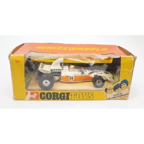 339 - A vintage boxed Corgi Whizzwheels Yardley McLaren M19A Formula 1 Racing Car, 151. UK shipping £14. W... 