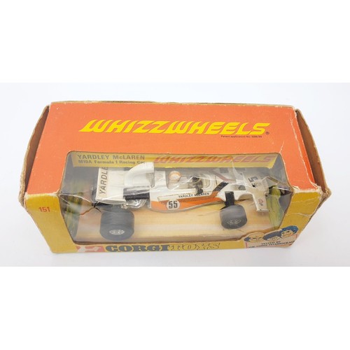 339 - A vintage boxed Corgi Whizzwheels Yardley McLaren M19A Formula 1 Racing Car, 151. UK shipping £14. W... 