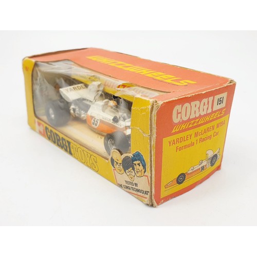 339 - A vintage boxed Corgi Whizzwheels Yardley McLaren M19A Formula 1 Racing Car, 151. UK shipping £14. W... 