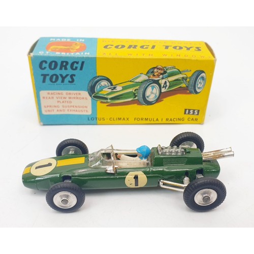 344 - A vintage boxed Corgi Lotus-Climax Formula 1 Racing Car, 155. UK shipping £14. We combine shipping.