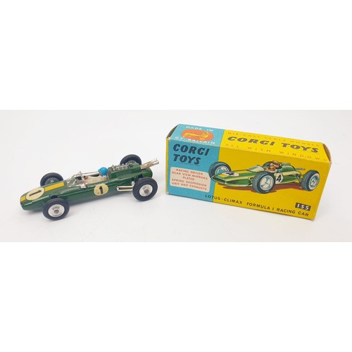 344 - A vintage boxed Corgi Lotus-Climax Formula 1 Racing Car, 155. UK shipping £14. We combine shipping.