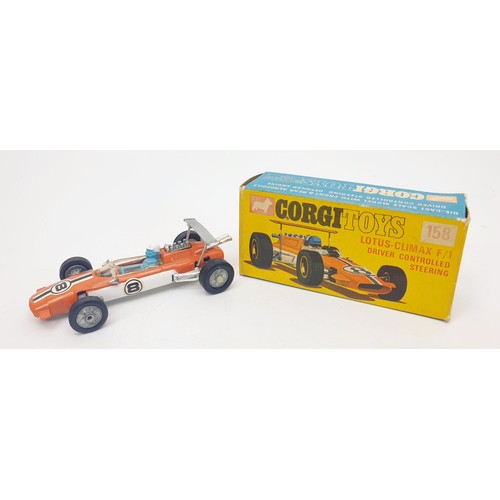 347 - A vintage boxed Corgi Lotus-Climax F/1 Driver Controlled Steering, 158. UK shipping £14. We combine ... 