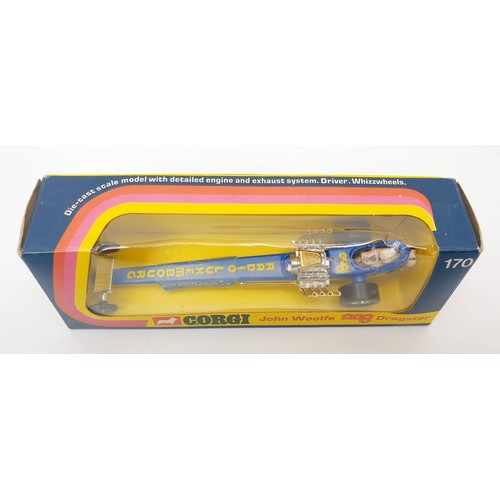 359 - A vintage boxed Corgi John Woolfe Dragster, 170. UK shipping £14. We combine shipping.