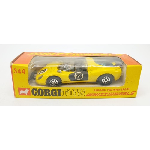 375 - A vintage boxed Corgi Whizzwheels Ferrari 206 Dino Sport, 344. UK shipping £14. We combine shipping.