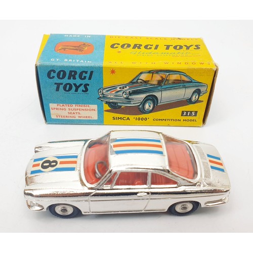 381 - A vintage boxed Corgi Simca 1000 Competition Model, 315. UK shipping £14. We combine shipping.