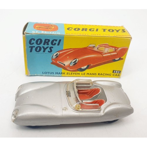 383 - A vintage boxed Corgi Lotus Mark Eleven Le Mans Racing Car, 151. UK shipping £14. We combine shippin... 