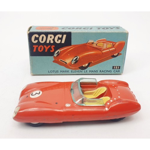 385 - A vintage boxed Corgi Lotus Mark Eleven Le Mans Racing Car, 151. UK shipping £14. We combine shippin... 