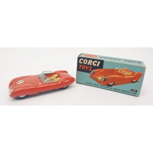 385 - A vintage boxed Corgi Lotus Mark Eleven Le Mans Racing Car, 151. UK shipping £14. We combine shippin... 