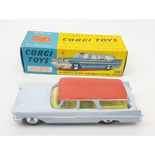 406 - A vintage boxed Corgi Plymouth Sports Suburban Station Wagon, 445. UK shipping £14. We combine shipp... 