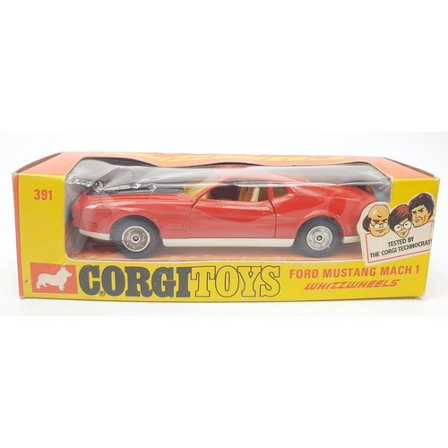 410 - A vintage boxed Corgi Ford Mustang Mach 1, 391. UK shipping £14. We combine shipping.