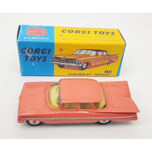 419 - A vintage Corgi Chevrolet Impala, 220 with reproduction box. UK shipping £14. We combine shipping.