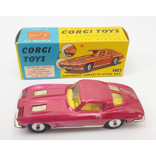 420 - A vintage boxed Corgi Chevrolet Corvette Stingray, 310. UK shipping £14. We combine shipping.