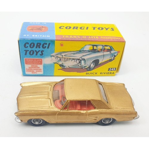 431 - A vintage Corgi Buick Riviera, 245 with reproduction box. UK shipping £14. We combine shipping.