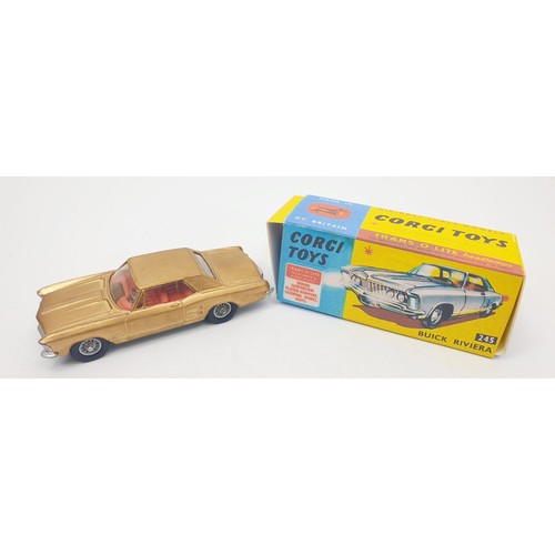 431 - A vintage Corgi Buick Riviera, 245 with reproduction box. UK shipping £14. We combine shipping.