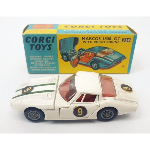 458 - A vintage boxed Corgi Marcos 1800 G.T. with Volvo Engine, 324. UK shipping £14. We combine shipping.