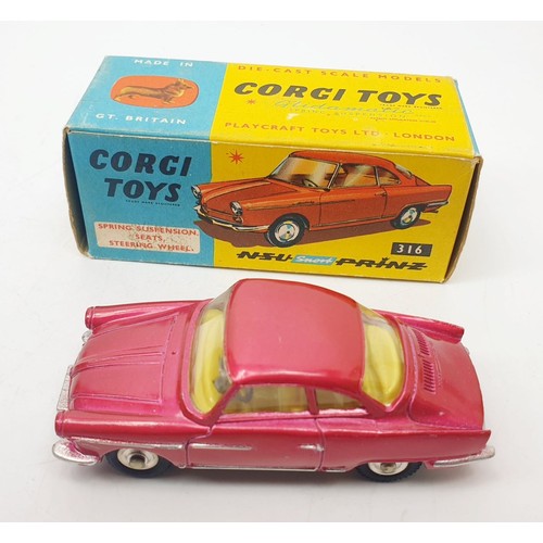 461 - A vintage boxed Corgi N.S.U. Sport-Prinz, 316. UK shipping £14. We combine shipping.