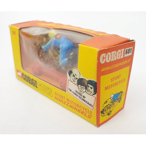 465 - Three vintage boxed Corgi Wheelie Bikes: Cafe Racer, Police Bike and Street Bike together with a vin... 