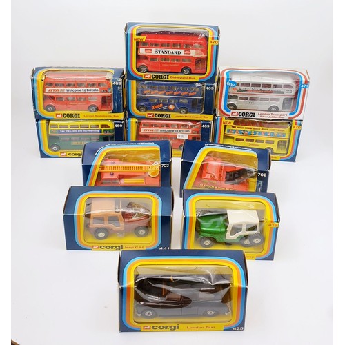 486 - A selection of boxed Corgi buses and vehicles. UK shipping £14. We combine shipping.