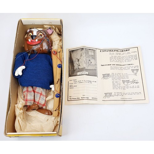 499 - A vintage boxed Pelham Puppet, Bulldog 1963 in original box with instruction leaflet. UK shipping £1... 