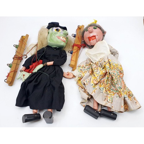 502 - Five vintage boxed Pelham Puppets to include: Wicked Witch, Cinderella, Ballerina Body with Cinderel... 