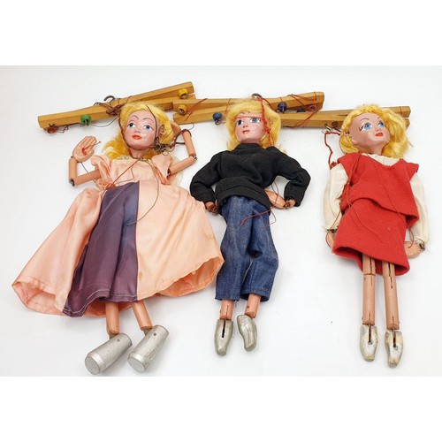 502 - Five vintage boxed Pelham Puppets to include: Wicked Witch, Cinderella, Ballerina Body with Cinderel... 