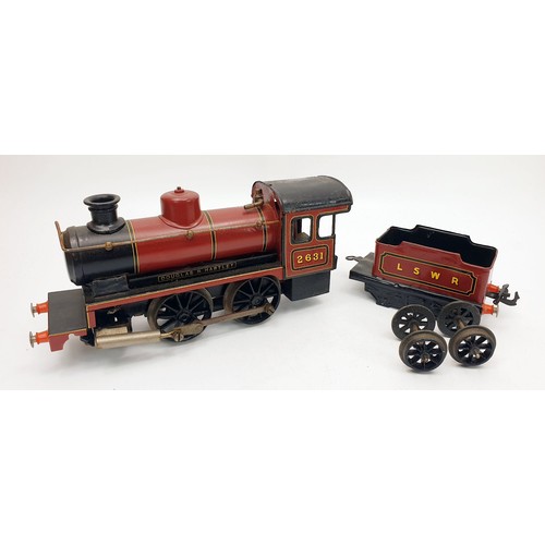 514 - A vintage O gauge GBN Douglas R. Hartley live steam engine and tender engine length, 8.25