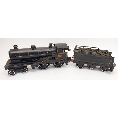 515 - A vintage O gauge George The Fifth clockwork locomotive and tender, locomotive length 9