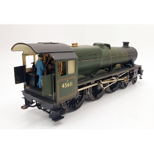 517 - An O gauge LMS No. 45611 Hong Kong locomotive and tender, locomotive length 11.75