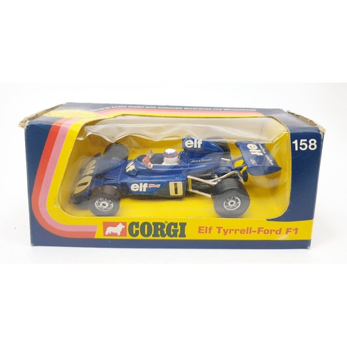 357 - A vintage boxed Corgi Elf Tyrrell Ford F1, 158. UK shipping £14. We combine shipping.