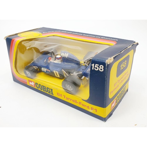 357 - A vintage boxed Corgi Elf Tyrrell Ford F1, 158. UK shipping £14. We combine shipping.