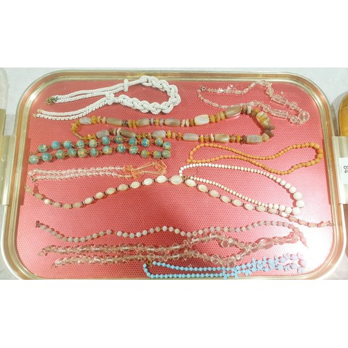 84 - A selection of vintage necklaces including agate and glass. UK shipping £14.
