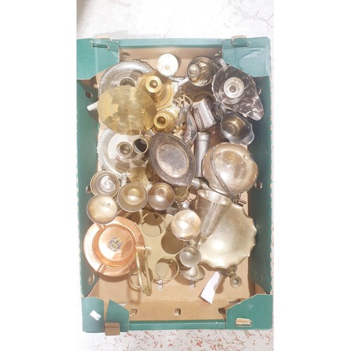 94 - A box of metal ware. No shipping. Arrange collection or your own packer and shipper, please.