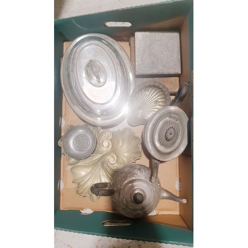 99 - A box of metal ware. No shipping. Arrange collection or your own packer and shipper, please.