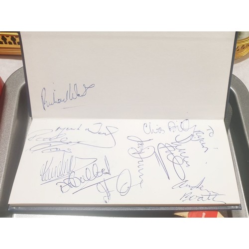 102 - A miniature cricket bat signed by England players including Martyn Moxon, length 12