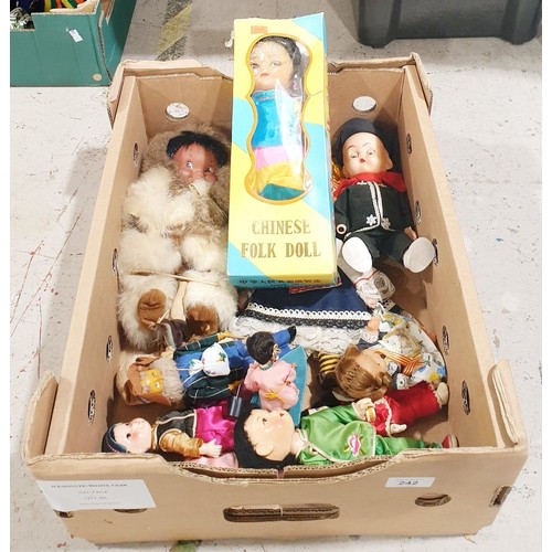 242 - A box of vintage  international dolls including composite. UK shipping £14.
