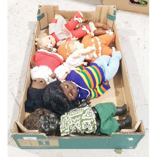243 - A box of vintage dolls. UK shipping £14.